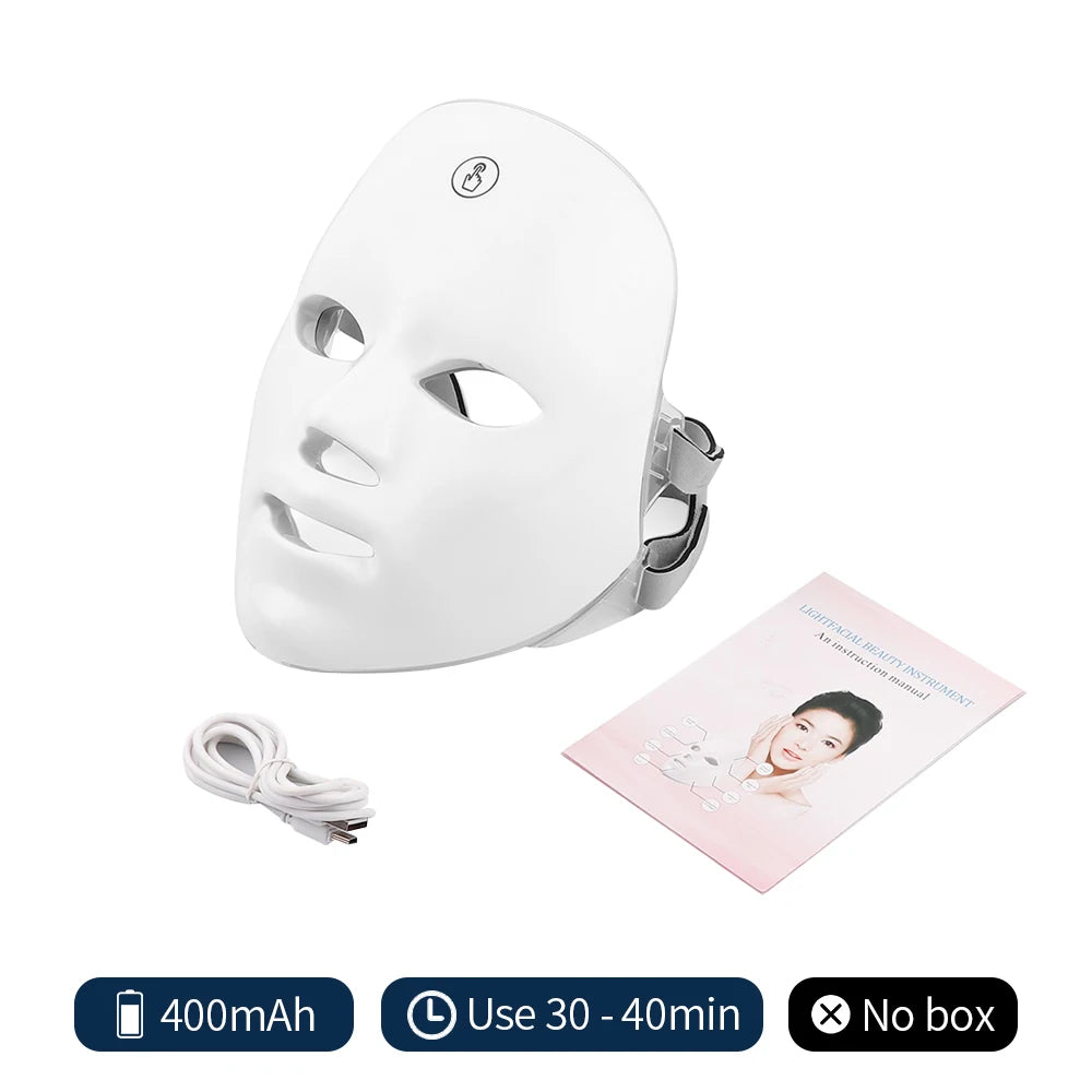Wireless 7-Color LED Therapy Mask - Professional Anti-Aging Light Treatment