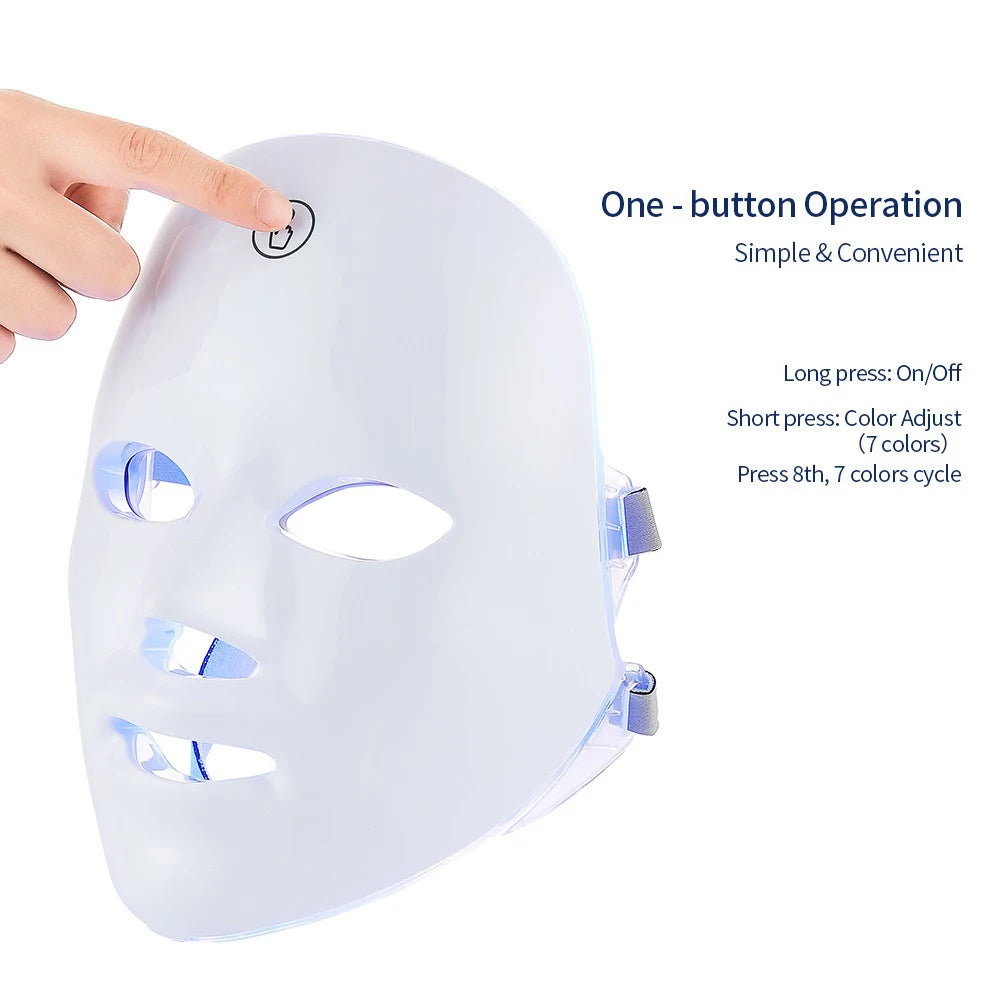 Wireless 7-Color LED Therapy Mask - Professional Anti-Aging Light Treatment